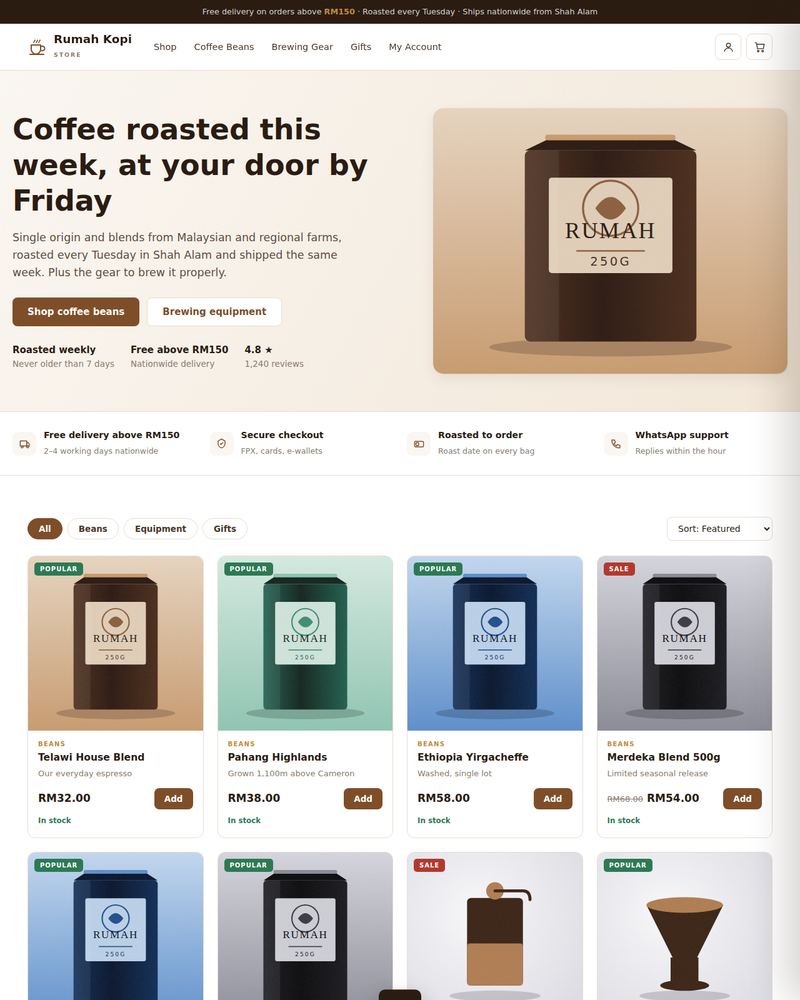 Preview of the E-Commerce — Starter build